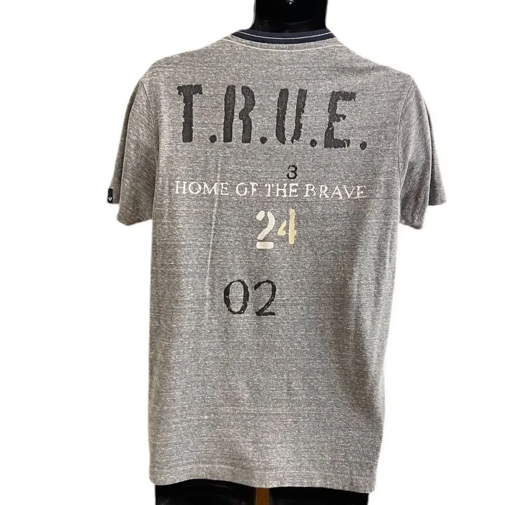 True Religion Chief University Grey T-Shirt Size Small
